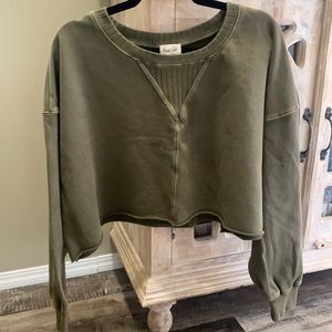 Peach Love California Olive Cropped Sweatshirt, Size M